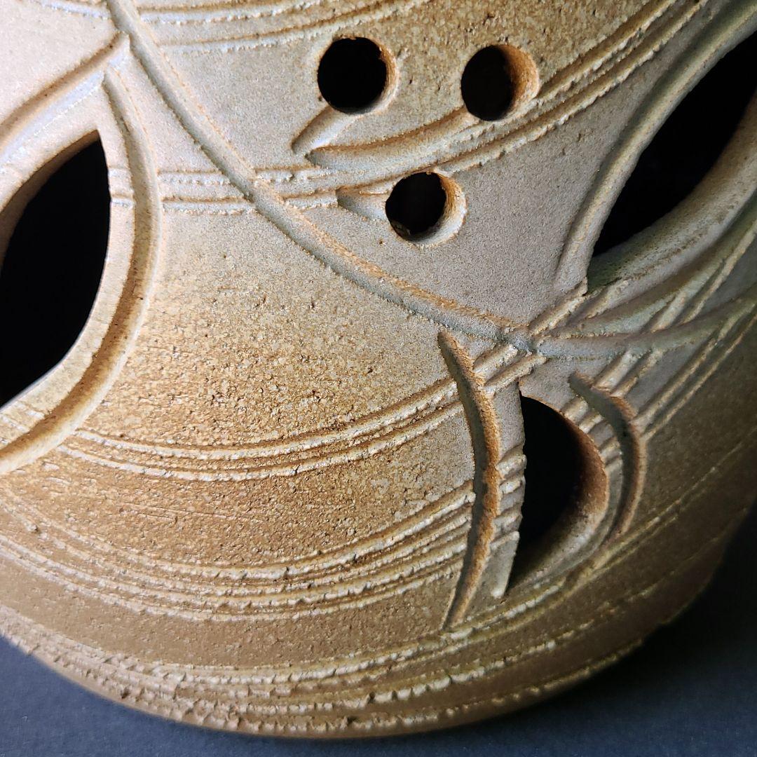 信楽焼傘立て  太鼓型ツタ彫 高さ４４cm