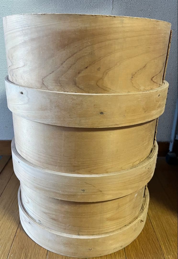 木製和せいろ　3段　古道具　古民具　大型　蓋なし　蒸し器　セイロ　30cm