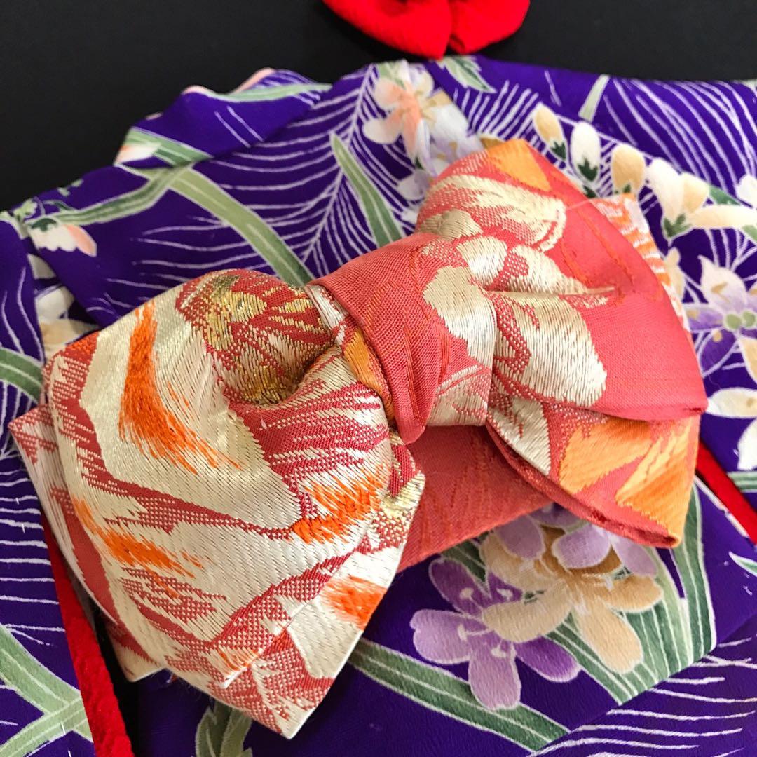 ＊ 市松人形 8号 薔薇 錦紗縮緬 アンティーク 袷 着物 ＊ ドール 人形