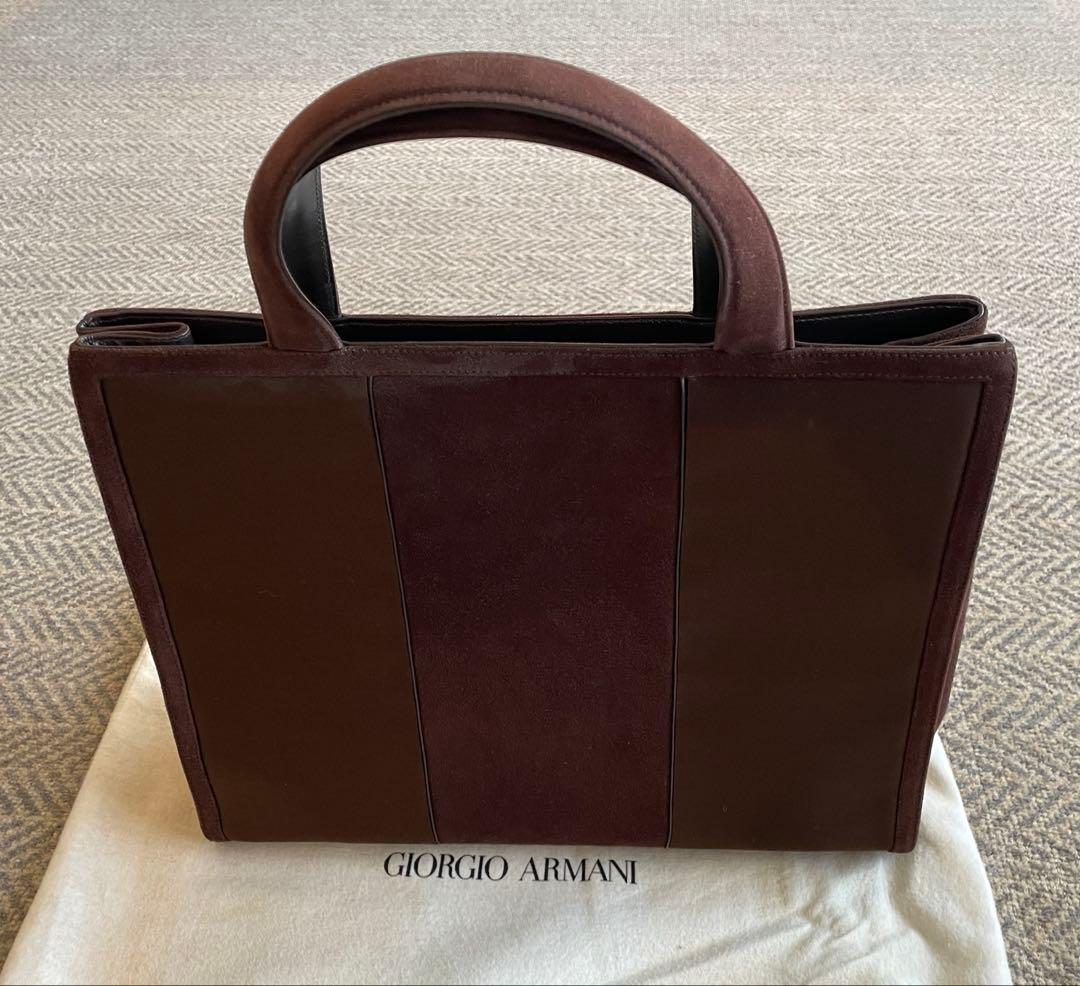 【美品】Giorgio Armani ダークブラウン ハンドバッグ