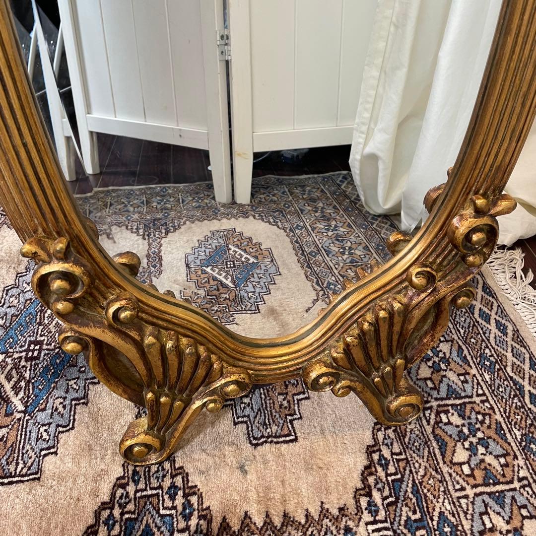 エレガント スタンドミラー ゴールドフレーム ロココ 姿見 アールヌーボー