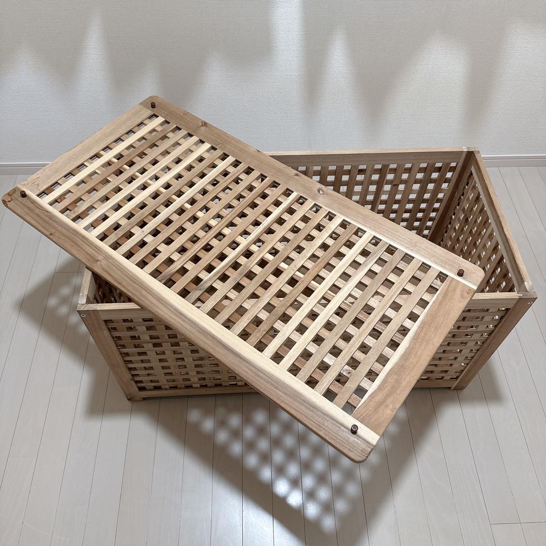 IKEA イケア　HOL ホール　テーブル 収納付き, アカシア材, 98x50