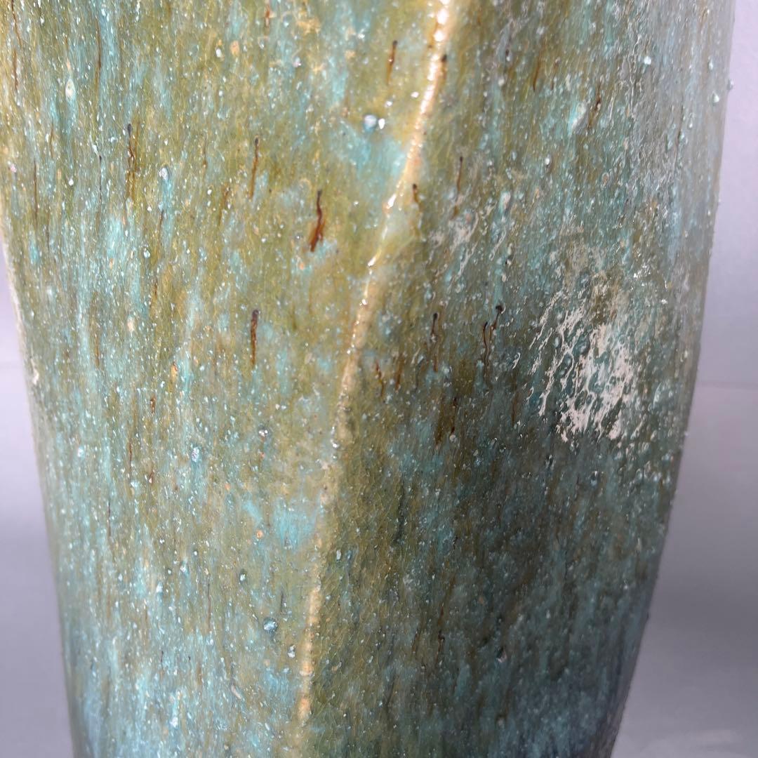 信楽焼傘立て  緑釉変形 高さ47cm