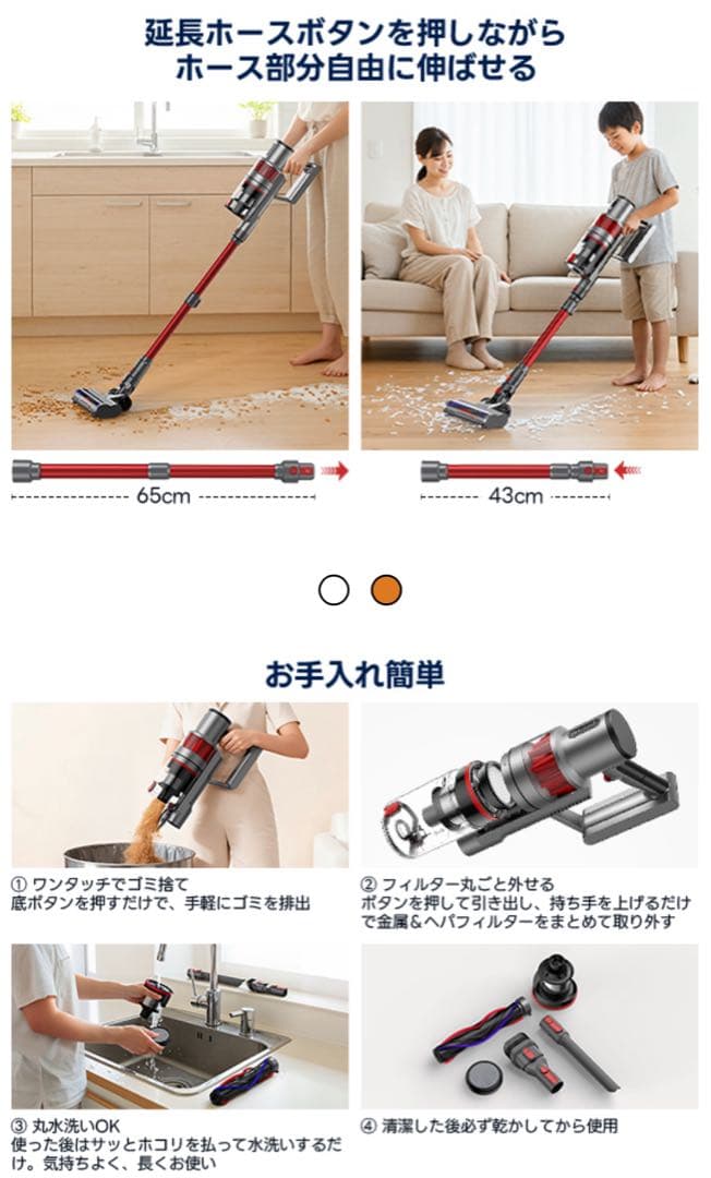 ⭐️新品・未使用⭐️パワーはダイソン級！スティッククリーナー 55KPA 最大60分