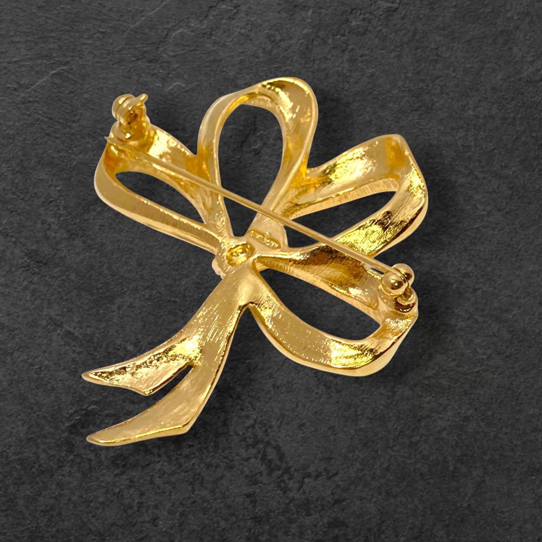 GIVENCHY ジバンシィ リボン ブローチ ゴールド 1-20