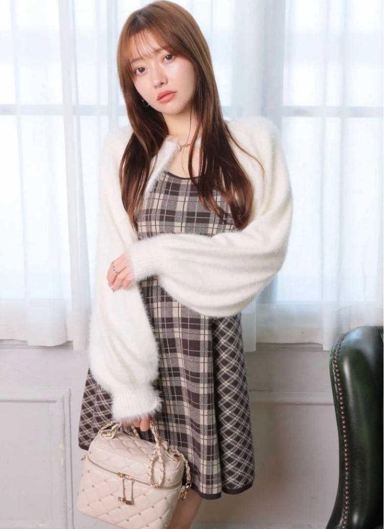 LIP SERVICE【形が選べる】フェザーチェックアンサンブルワンピース