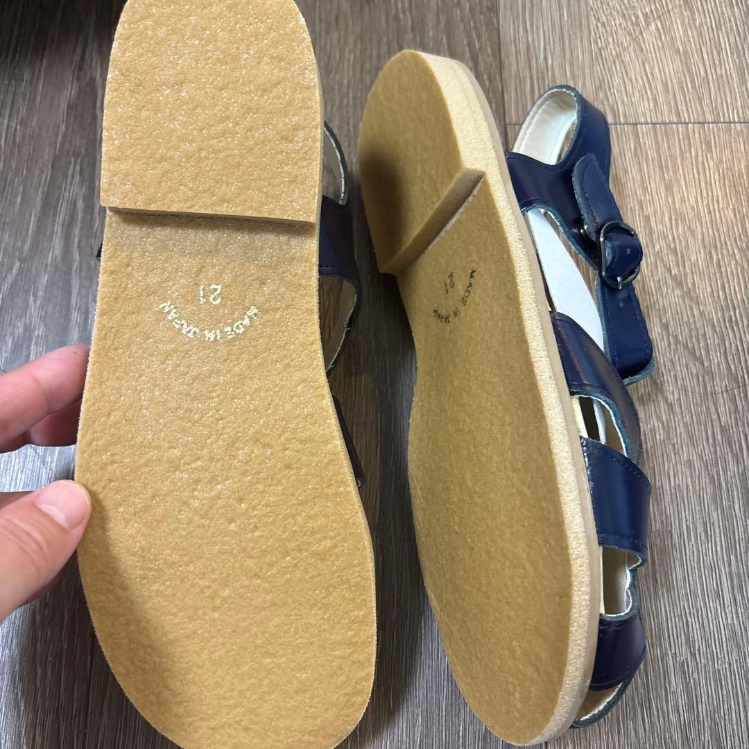 familiar サンダル 21cm ネイビー/ホワイト 箱付き