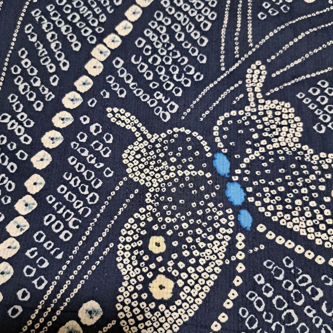 No.5446　浴衣 HANAE MORI絞り風　仕立済　新品未使用