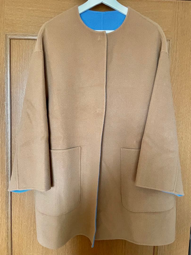 バイカラー　リバーミドルコート　コバルト