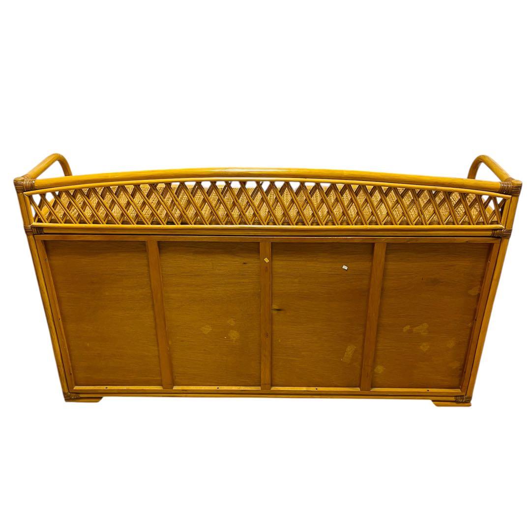 【大人気】ラタン 籐 ワイド ローチェスト 棚 10杯 昭和レトロ ヴィンテージ