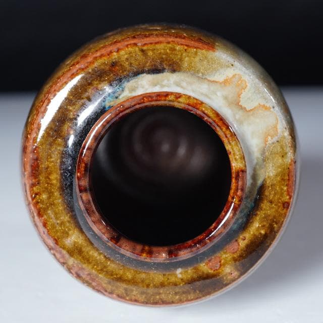 市野信水　丹波肩衝茶入　仕服：笹蔓緞子　共箱　茶道具　濃茶