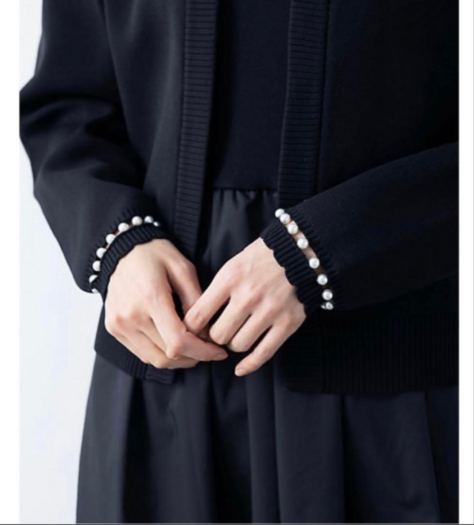 アメノチハレ　パール　ニットカーディガン　黒