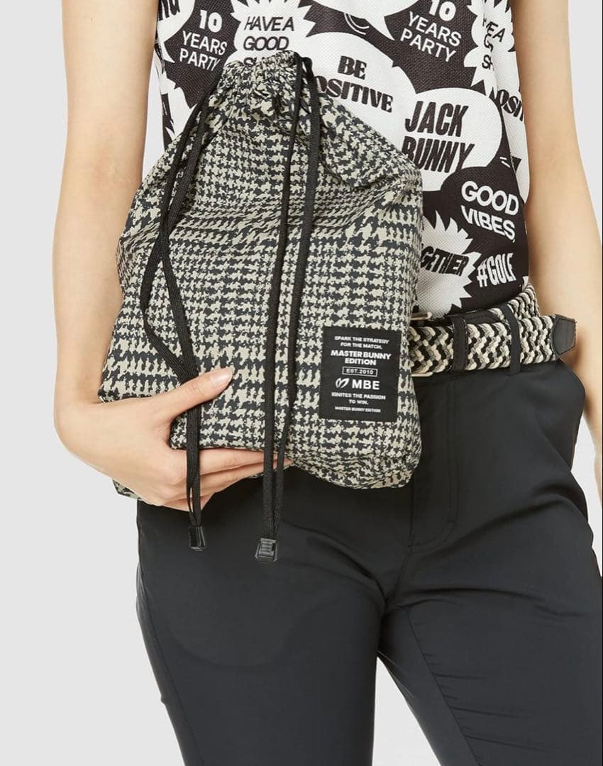 新品 パーリーゲイツ マスターバニー 千鳥格子柄 レインウェア セットアップ ０