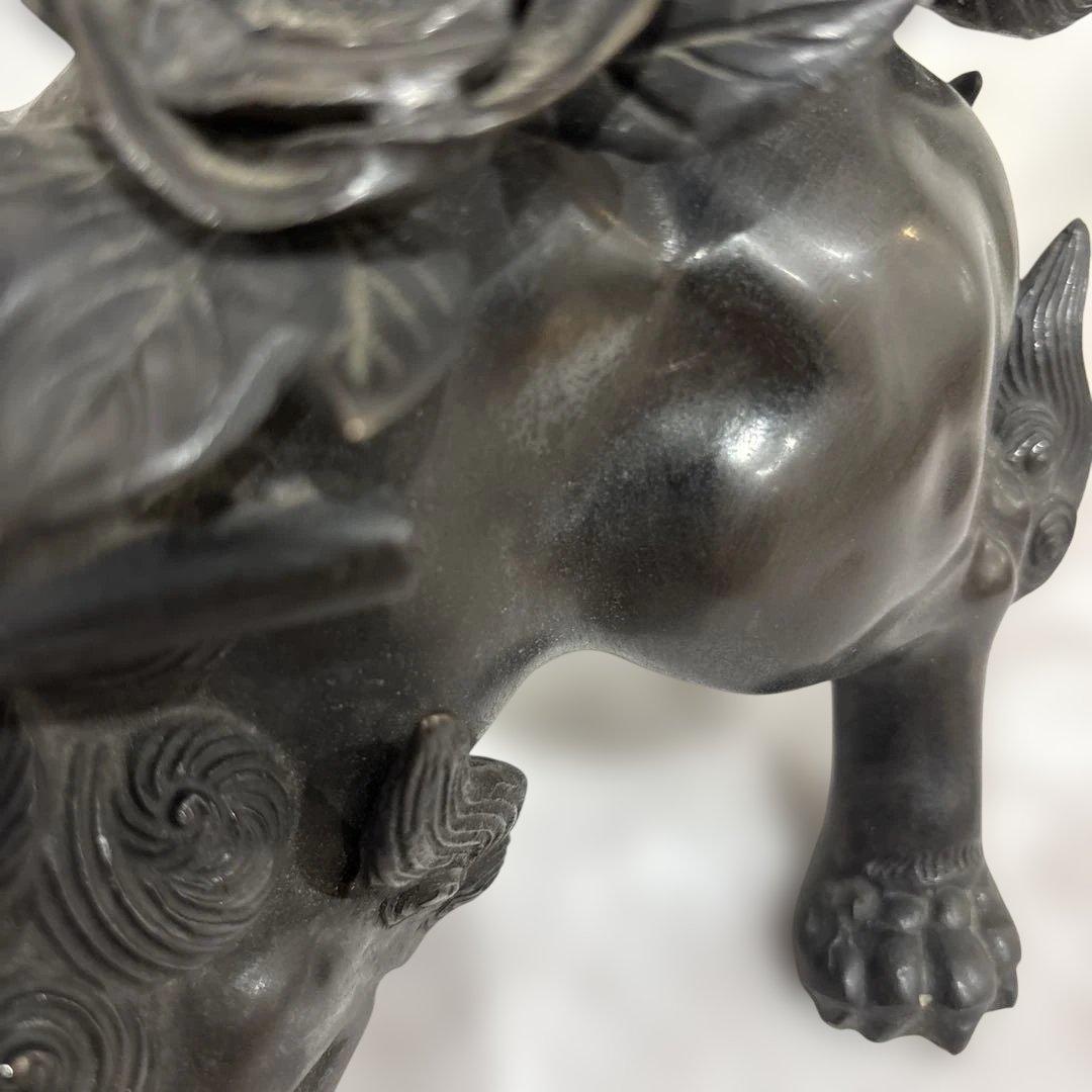 照雲作　「唐獅子牡丹」　（銅置物）