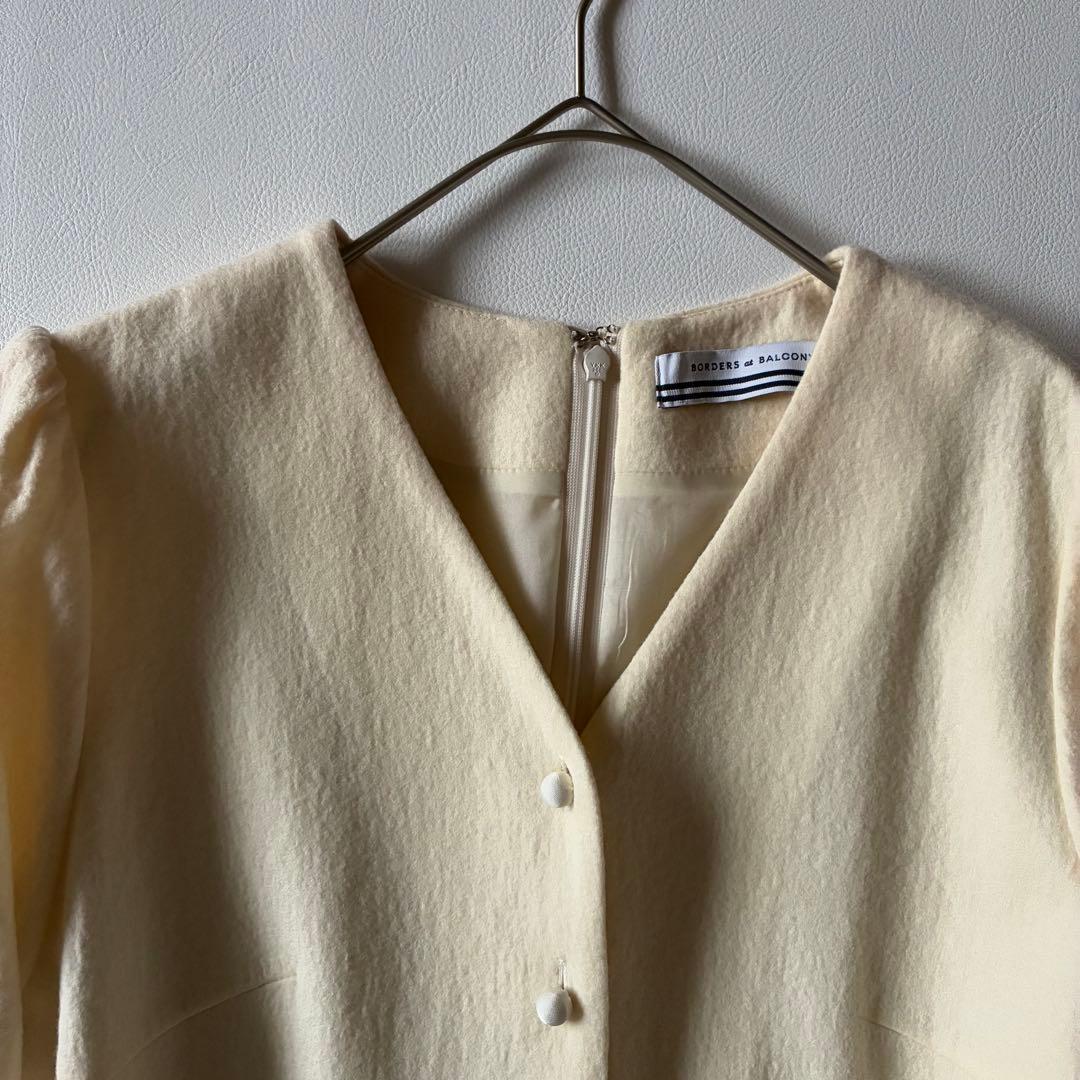 ボーダーズアットバルコニー　ティアードドレス　ワンピース　ウール　フリル袖　36