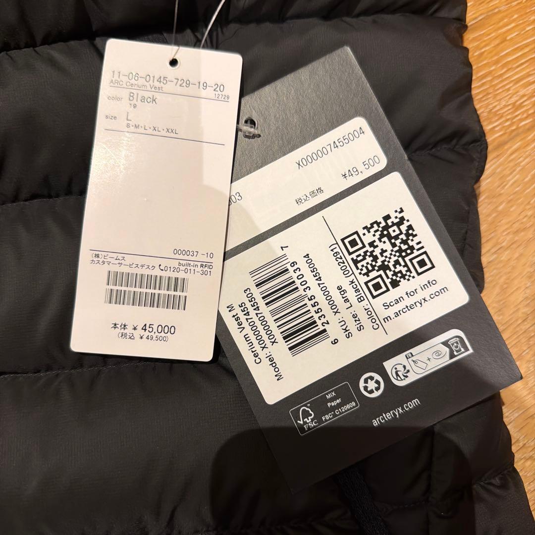 新品未使用！！BEAMS購入！Arc'teryx Cerium Vest L