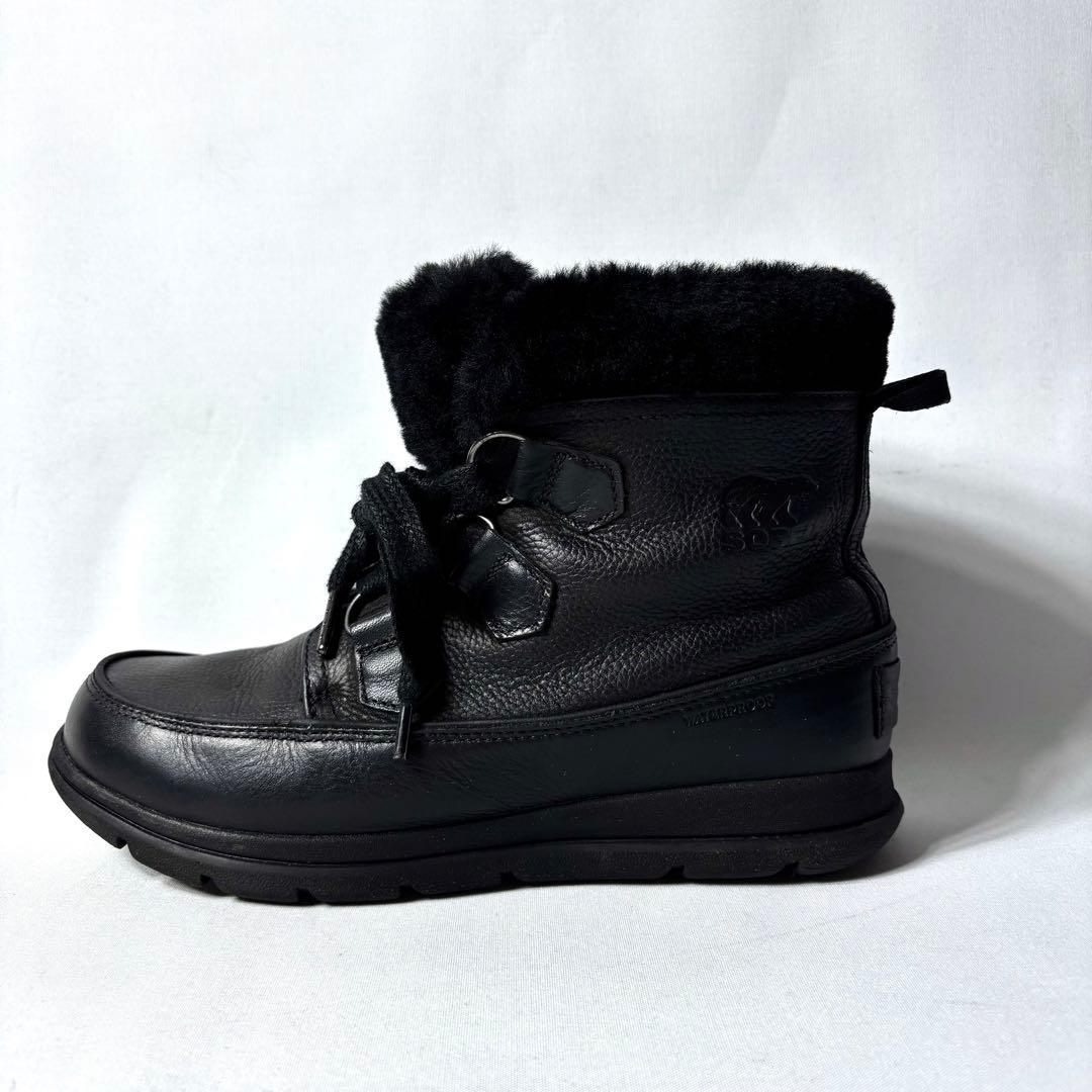 ソレル エクスプローラーラックス スノーブーツ レザー ボア 防水 黒US8