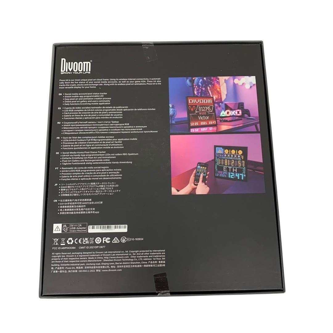 【訳アリ品】Divoom Pixoo 64 多機能ピクセル時計 置き時計 時計