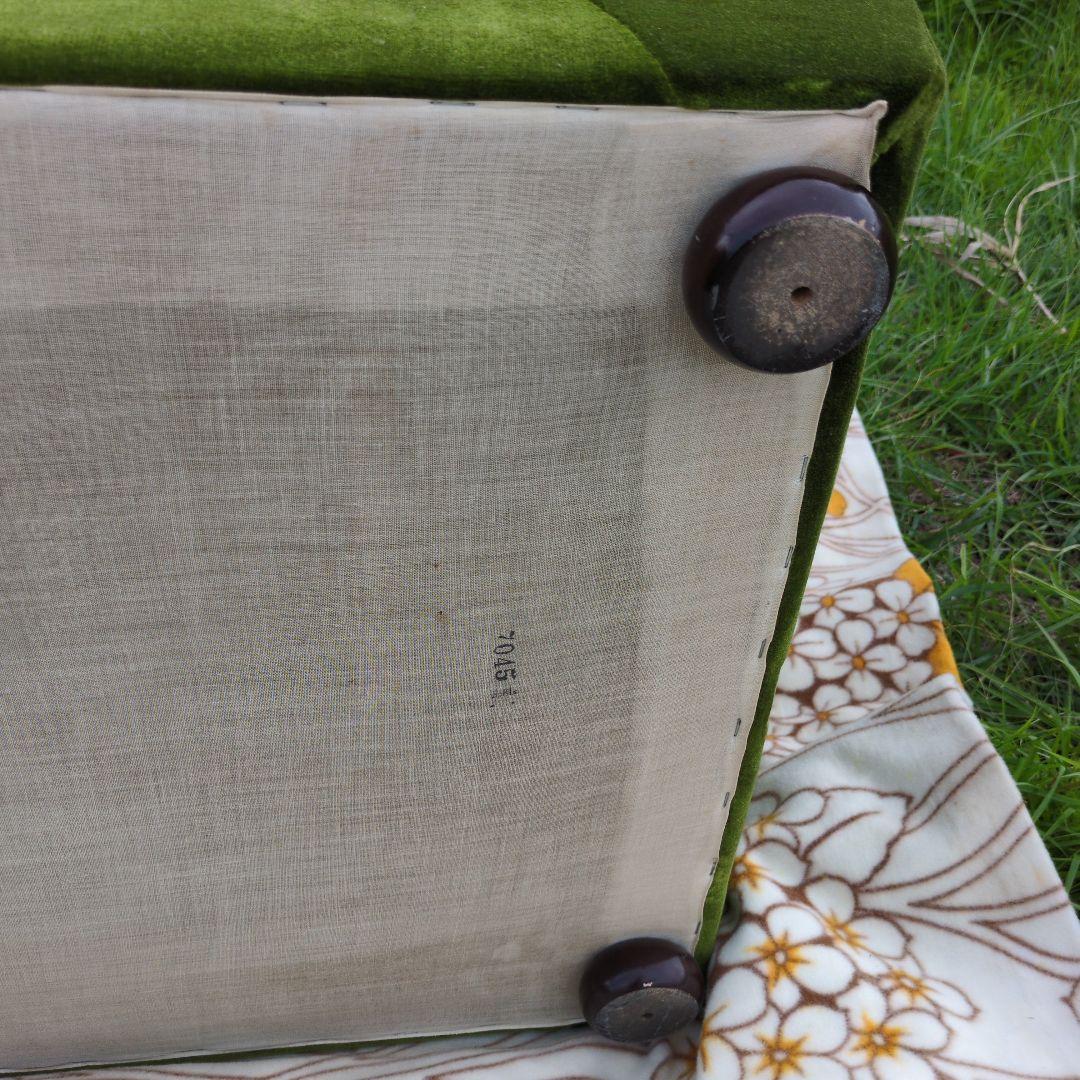 昭和レトロ オールド カリモク グリーン モケット 1人掛け ソファ②ベルベット