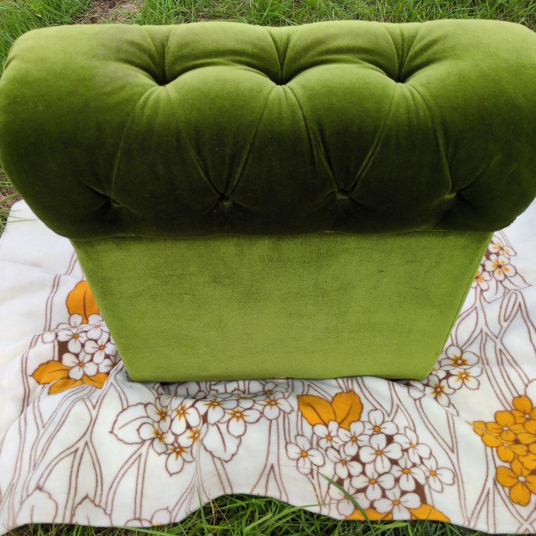 昭和レトロ オールド カリモク グリーン モケット 1人掛け ソファ②ベルベット