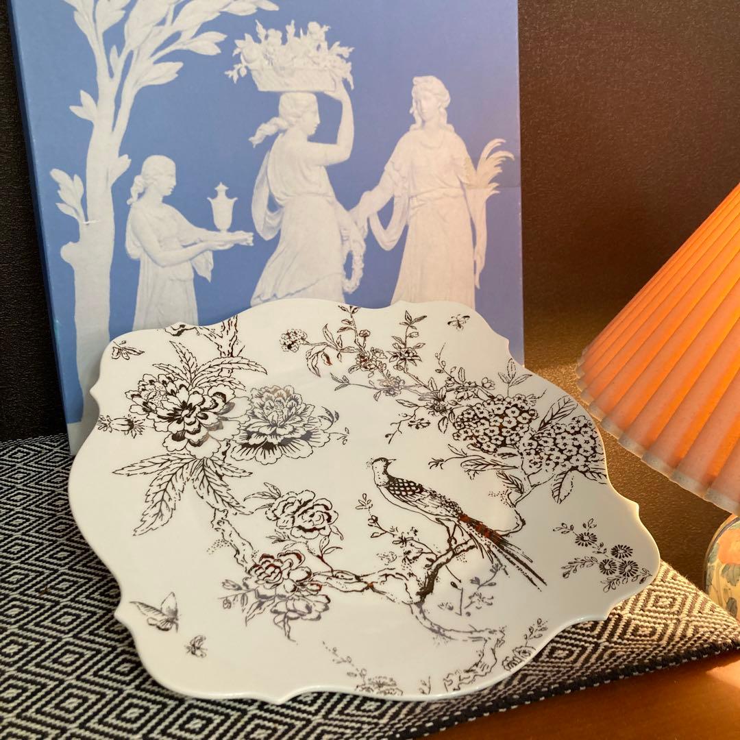 【希少33㎝】ウェッジウッド　ジャスパー　コンラン　バロック　プラチナ　大皿１枚