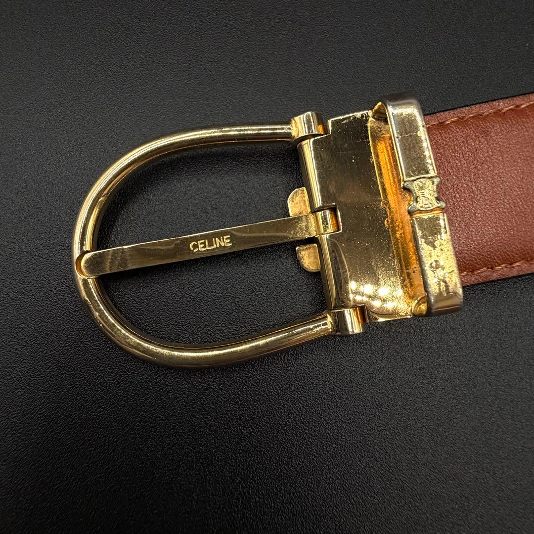 CELINE ブラウン ベルト ゴールドバックル　レザー　刻印あり　イタリア製