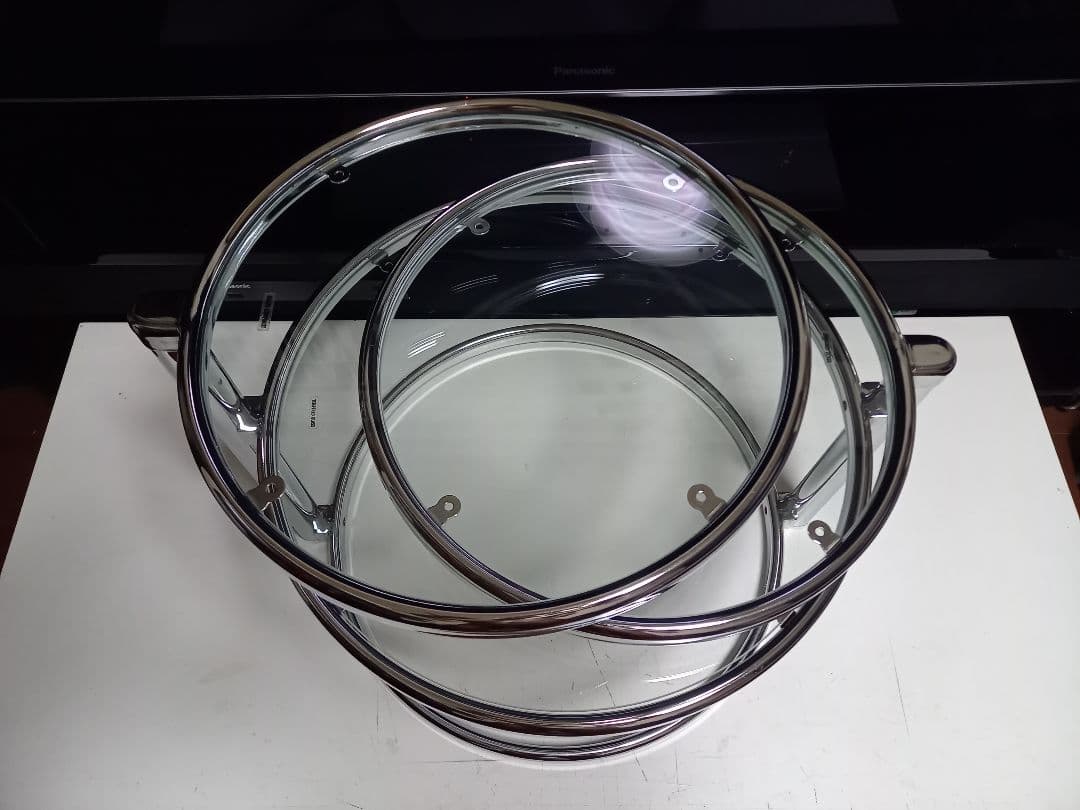 1980's　スペースエイジ　メタル　フープ　スイング　サイド　ラック　テーブル