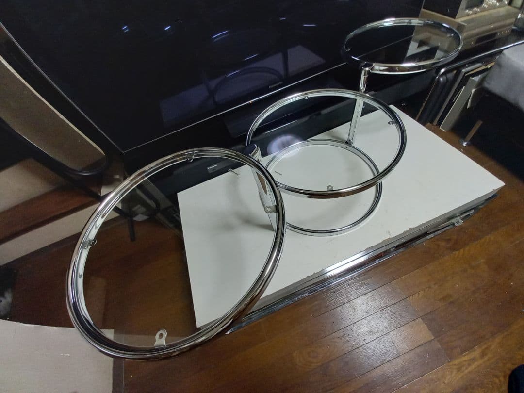 1980's　スペースエイジ　メタル　フープ　スイング　サイド　ラック　テーブル