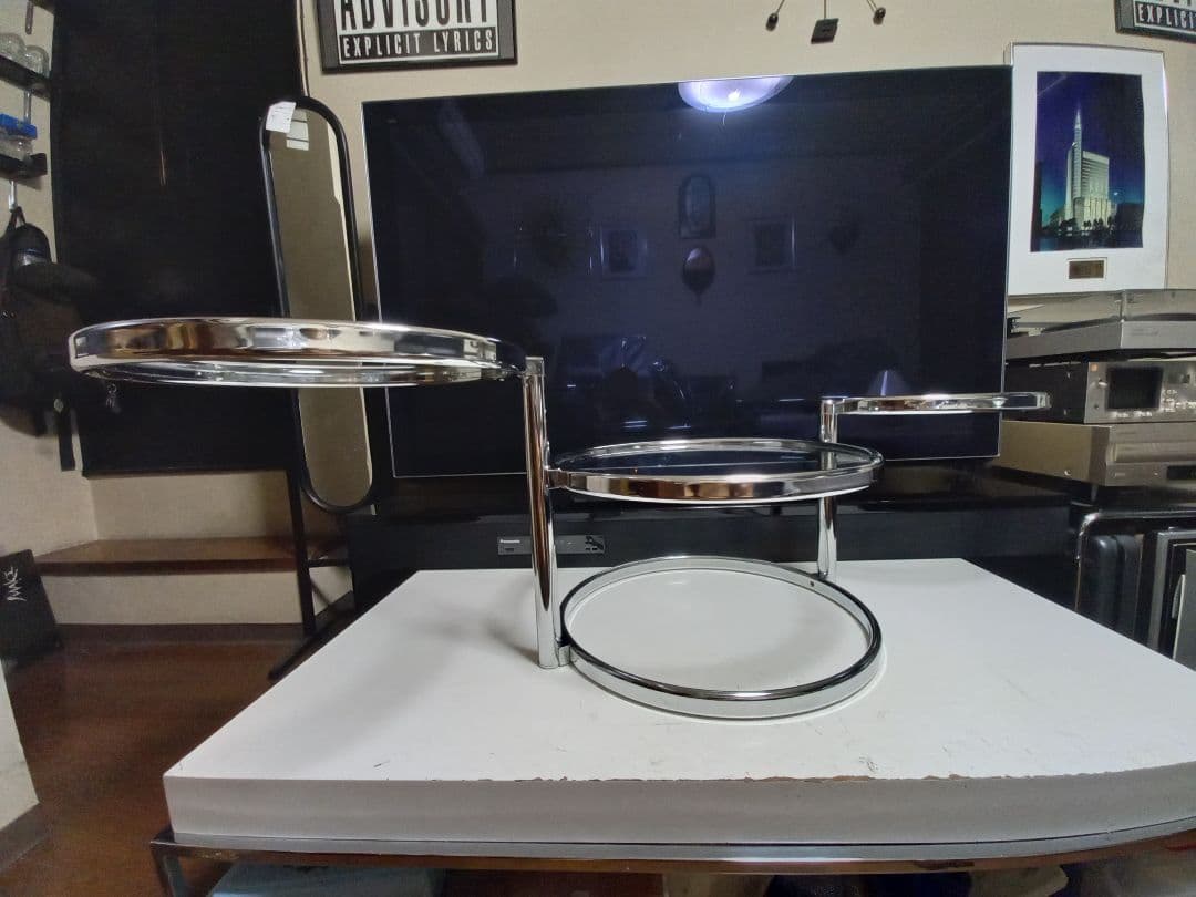 1980's　スペースエイジ　メタル　フープ　スイング　サイド　ラック　テーブル