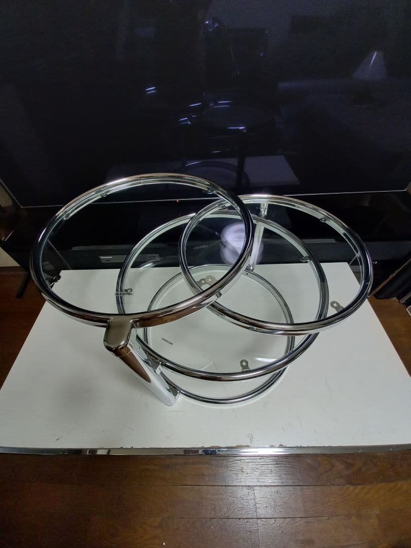 1980's　スペースエイジ　メタル　フープ　スイング　サイド　ラック　テーブル