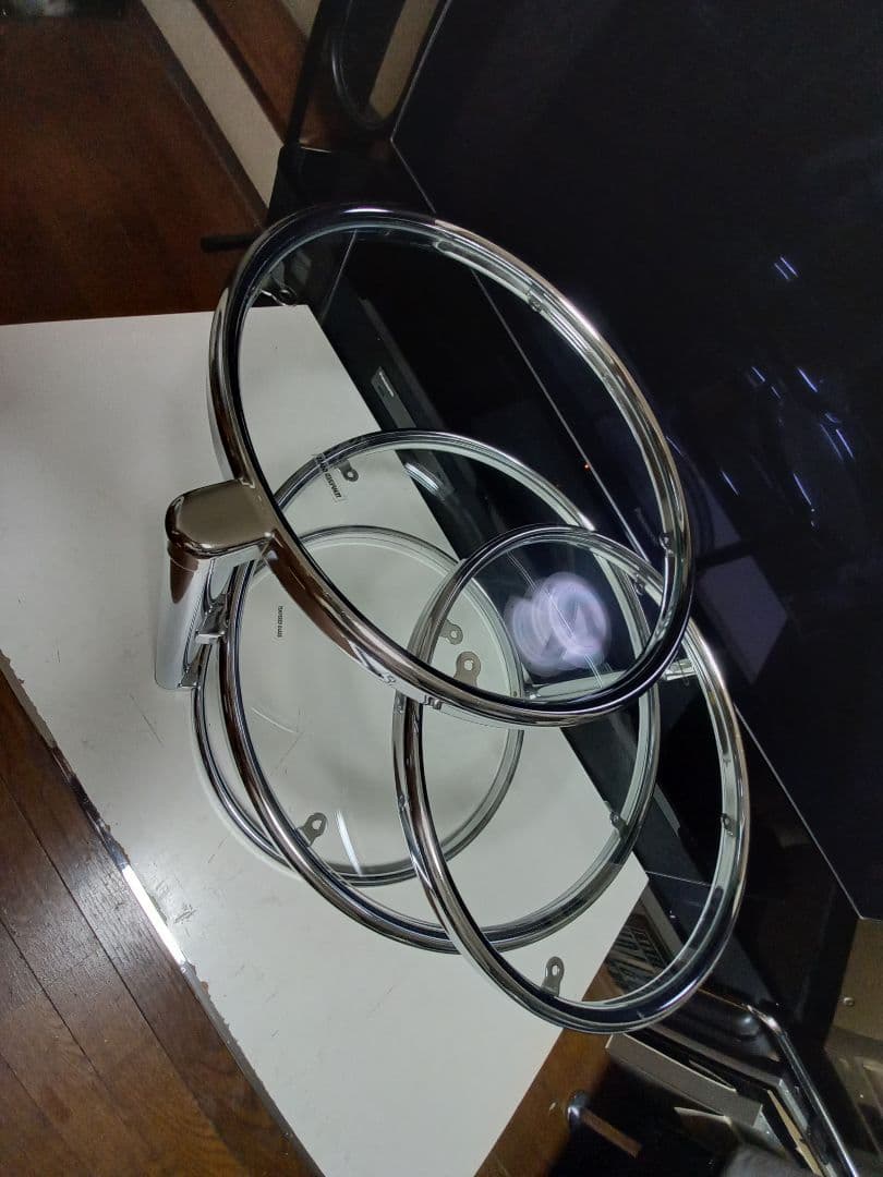 1980's　スペースエイジ　メタル　フープ　スイング　サイド　ラック　テーブル