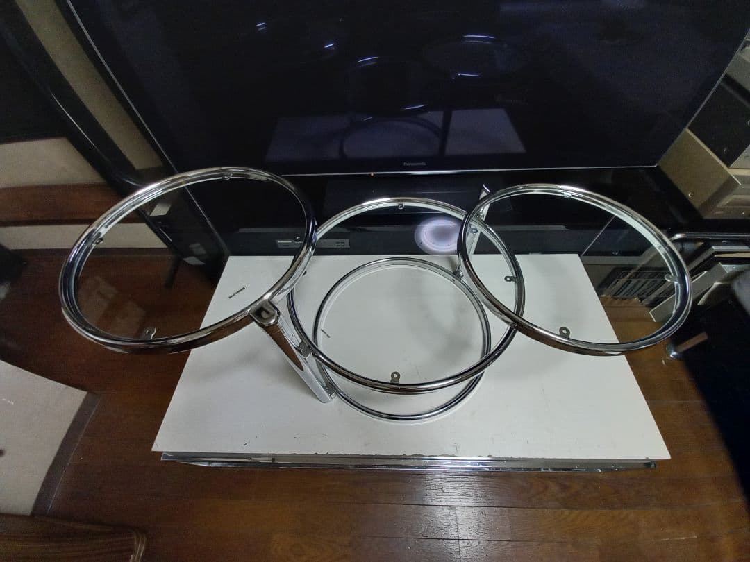 1980's　スペースエイジ　メタル　フープ　スイング　サイド　ラック　テーブル