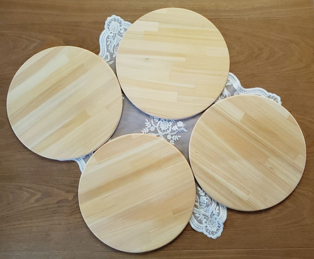 木製 丸型 ランチョンマット 4枚セット 新品