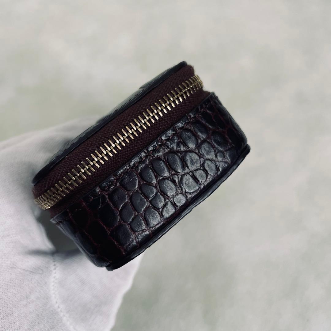 SMYTHSON/スマイソン、小物入れ、ジュエリーケース、型押し、ダークブラウン