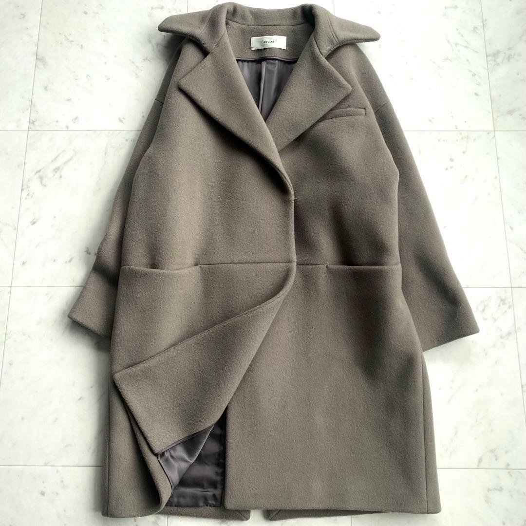 シクラス CYCLAS メルトンビーバーウールコート オーバーサイズ　ブラック