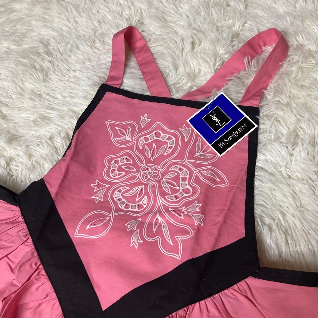 ✨未使用タグ付き品✨ イヴサンローラン エプロン ピンク 花柄 ポケット付き