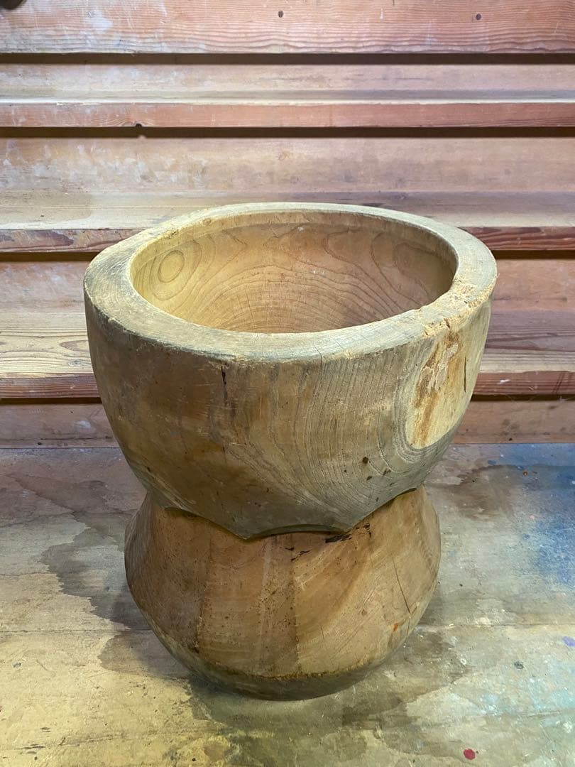 お餅つき　臼　レトロ　置物　工芸品　骨董品　インテリア　018