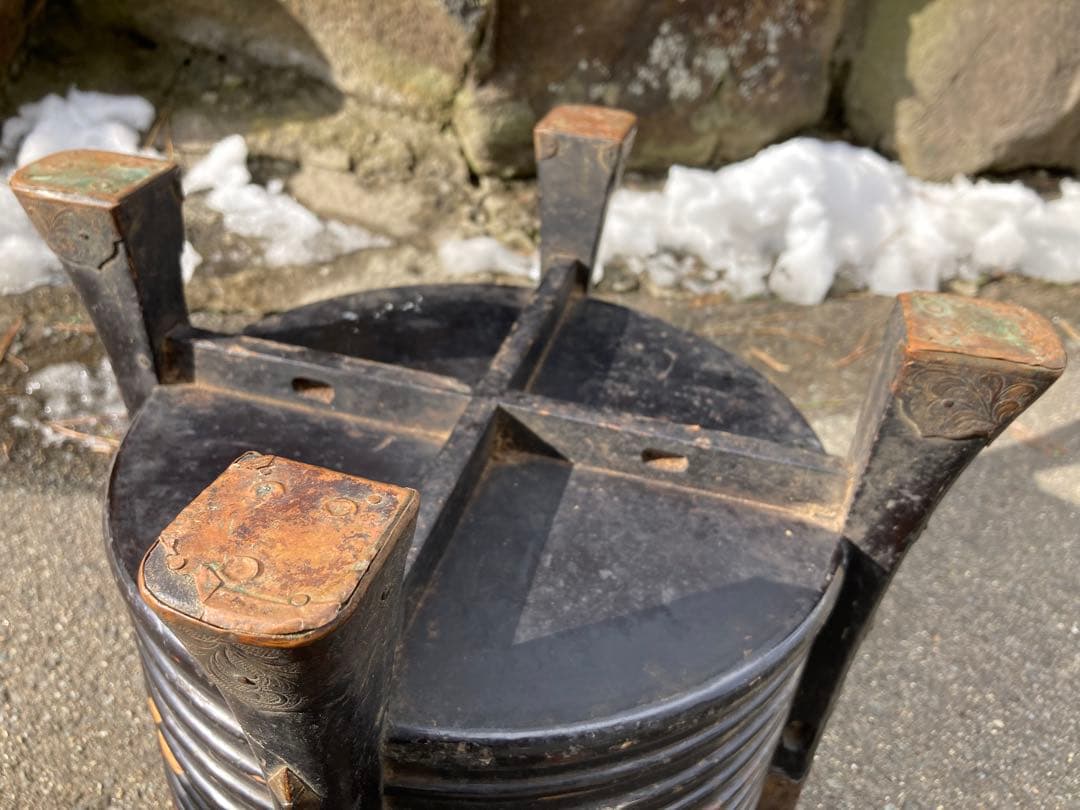 アイヌ　シントコ　行器　漆工 北海道　木製漆塗