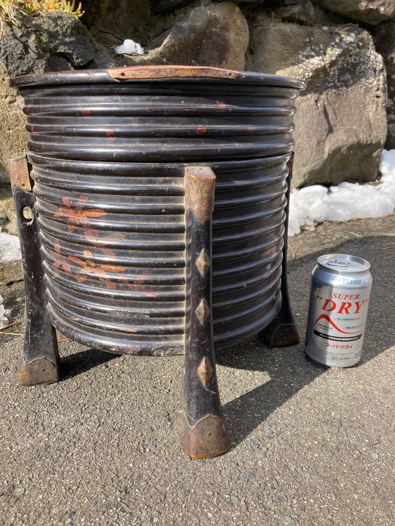 アイヌ　シントコ　行器　漆工 北海道　木製漆塗