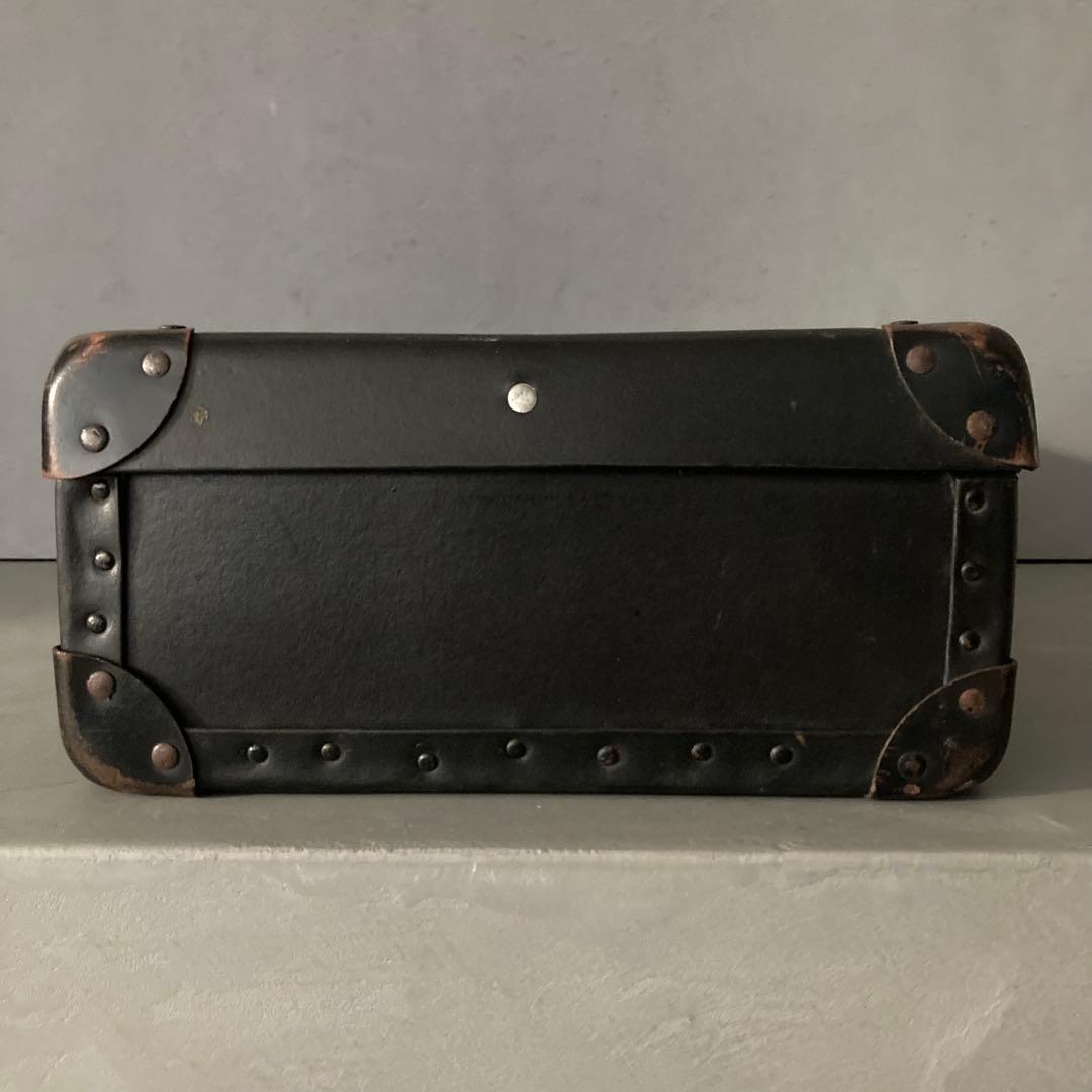 ヴィンテージ 鍵付き トランクケース トランクバッグ ブラック古道具⑤