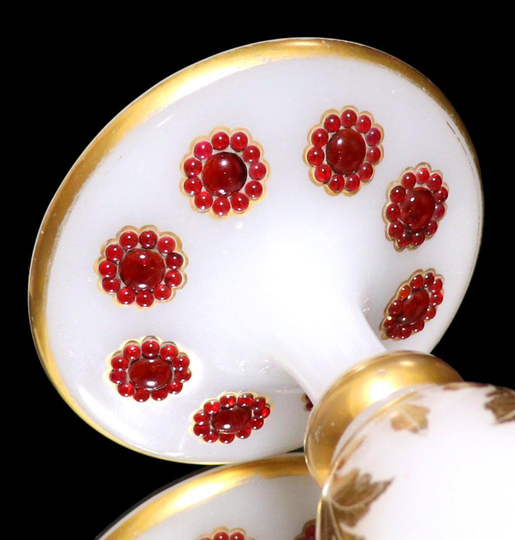 オールド・バカラ 美術館級 カボションガラス装飾金彩オパーリンガラス製大型花瓶