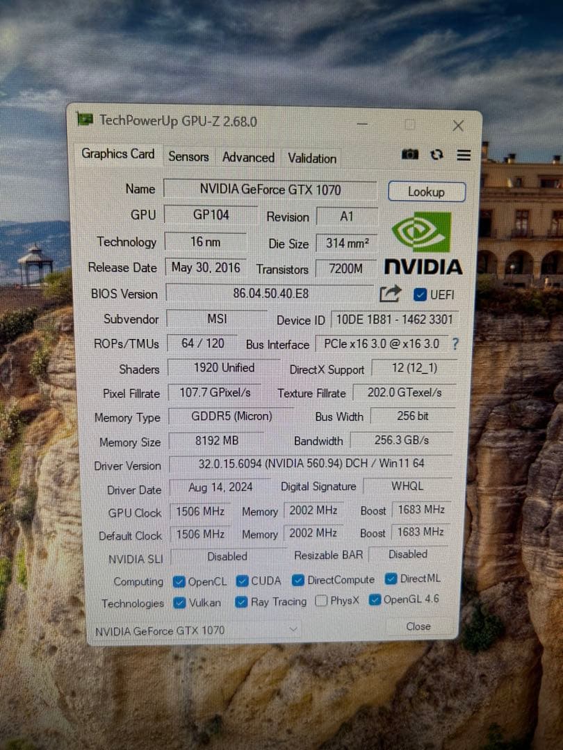 MSI AERO GTX1070 8GB ゲーミングPC 自作PC グラボ