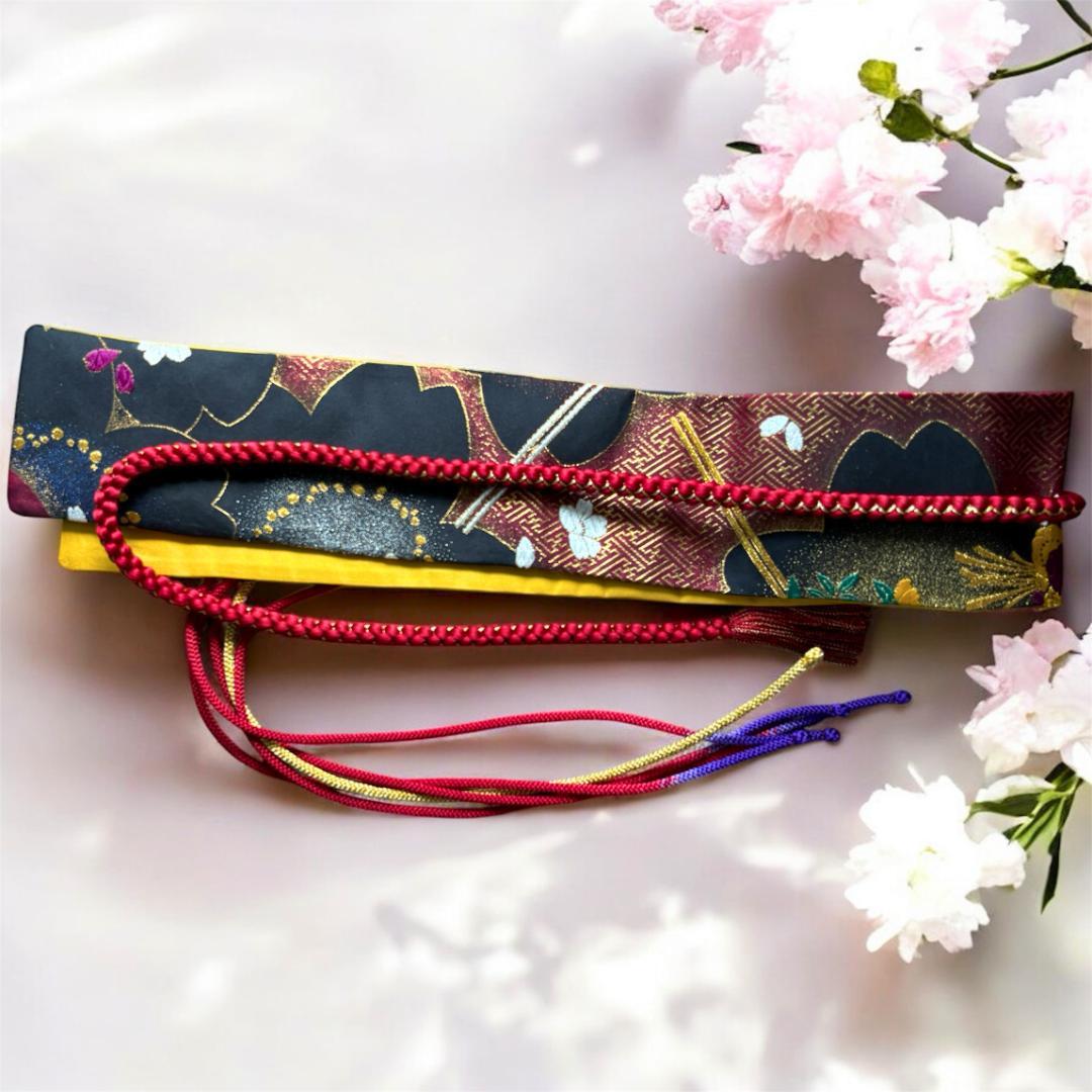 【くぅちゃん】クロスサッシュベルト＊帯締め一体型｜袋帯リメイク 帯締め3種