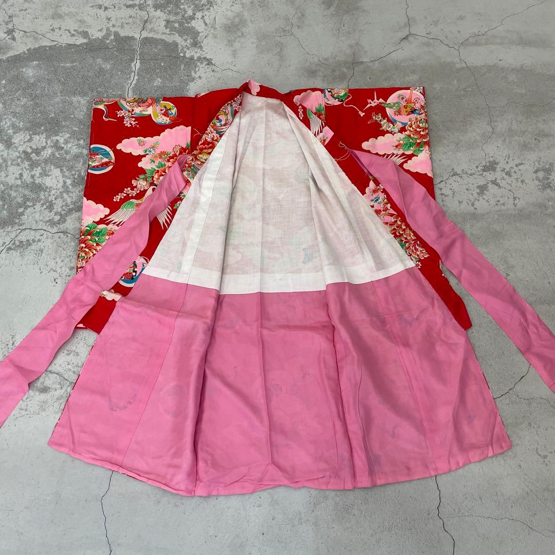 七五三　3歳女の子　アンティーク着物【K3-08】