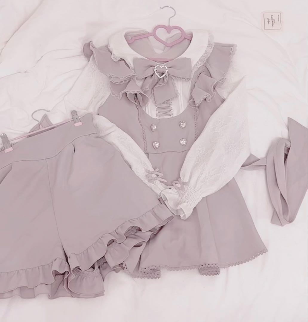 リズリサ フリルスピンドルセットアップ ピンク