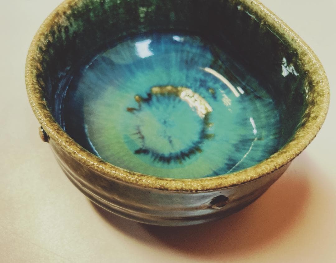 【値下げ】【未使用5客】 熊谷保興 上野焼 緑釉 向付