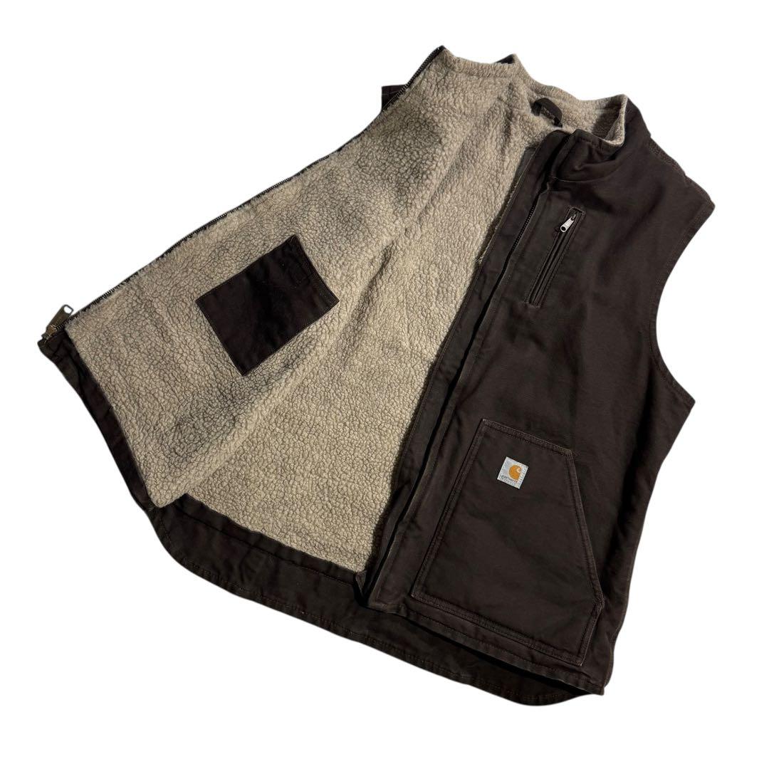 カーハート ダックベスト 裏ボア フルジップ ワークウェア ビンテージ USA