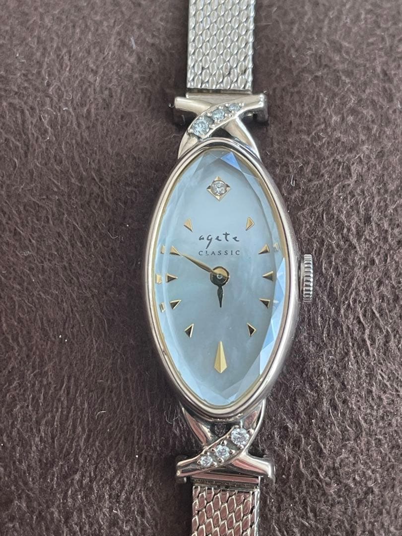 【agate】オーバルフェイスジュエリーウォ ッチ　腕時計