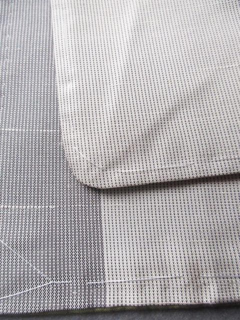 新古品！上質な紬＊グレー＆白＊特選高級＊着物＊トールサイズ＊１６７ｃｍ＊裄６７