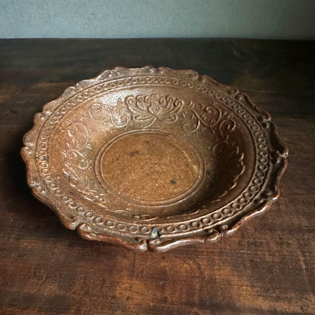 初代加藤善治 花形平鉢 「七十九翁 早梅亭造之」銘 加藤善治 平鉢 早梅亭